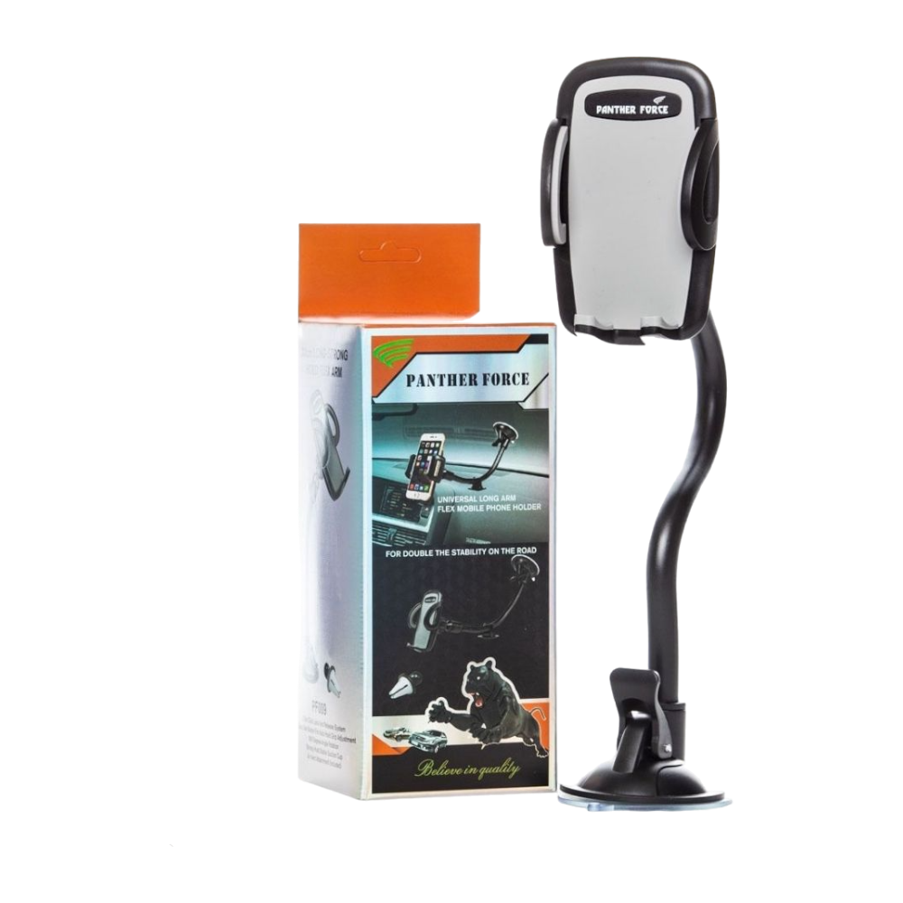 Panther Force Car Holder 360 Degrees Long Neck / Suction & Vent - PF09 | Universal Adjustable Phone Mount for Dashboard, Windshield & Vent | Secure, Versatile & Easy Installation Panther Force Car Holder 360 Degrees Long Neck / Suction & Vent - PF09 | Universal Adjustable Phone Mount for Dashboard, Windshield & Vent | Secure, Versatile & Easy Installation